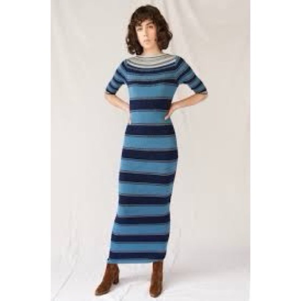 Anthropologie M.i.H Blue Stripe Francis Dress SzM